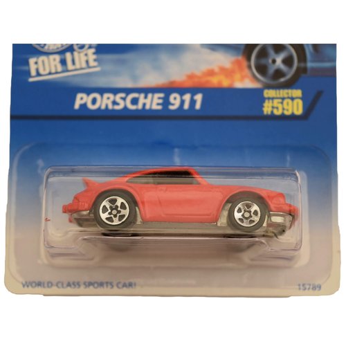 Hot Wheels Porsche 911 #590 [5 Spoke Wheels], red Coolest to Collect Card