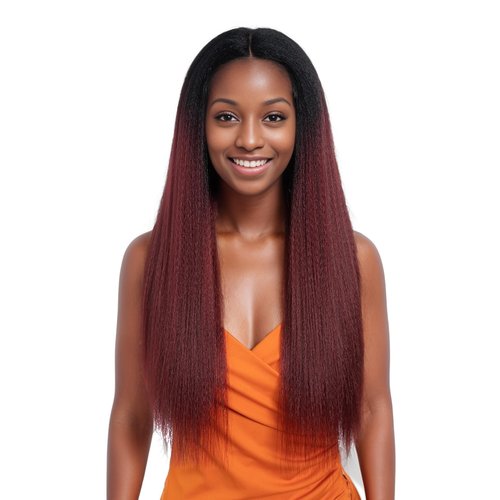 Noble Satr 150% Density 13x4x1 Yaki Synthetic Lace Front Wig Black Long Yaki Straight Hair Glueless Lace Front Wigs for Black Women 26 inch TT1B/530#