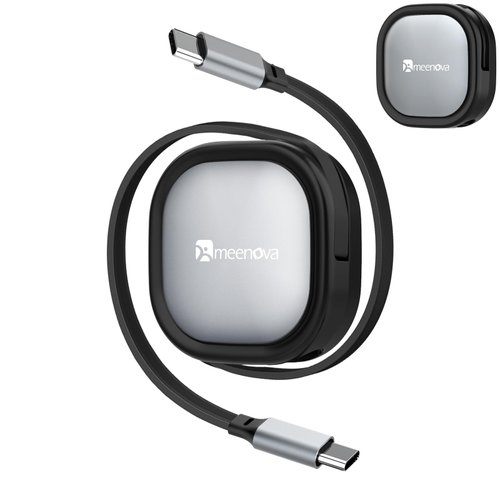 Meenova iPhone 15 Cable Retractable USB C Cable, 60W USB C to USB-C PD Fast Charging Cord 4-Stage Length Preset Type C Charger Cable for iPhone 15 Series, MacBook, iPad Pro, S23(4ft/1.2m)
