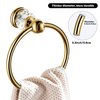 WINCASE Crystal Towel Ring, Gold Towel Holders for Bathrooms, Round Hand Towel Rack Wall Mounted Decorative