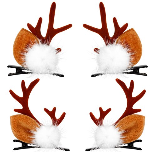 2PCS Christmas Hairpins Antler Girls Hairpins Christmas Headdresses Reindeer Antlers Headbands Christmas Hair Clips Hair Accessories for Girls