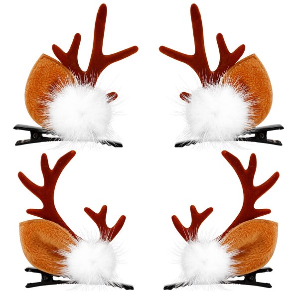2PCS Christmas Hairpins Antler Girls Hairpins Christmas Headdresses Reindeer Antlers Headbands Christmas Hair Clips Hair Accessories for Girls