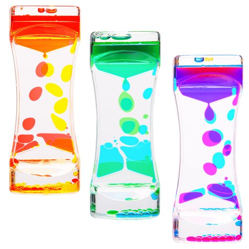 CAILINK Liquid Motion Bubbler - 3 Pack Kids and Adults Sensory Toys - Water Timers Fidget Toys Sensory Play - Colorful Hourglass for Home Office Desk Decor