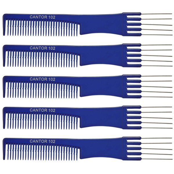 Lift Teasing Comb and Hair Pick – 5 Pack, Five Stainless Still Lifts - Chemical and Heat Resistant Detangler Styling Comb – Anti Static Comb For All Hair Types – By Cantor