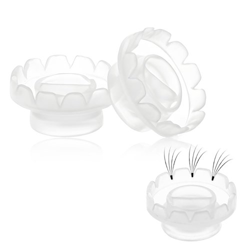 300 Pcs Glue Rings for Eyelash Extensions Quick Blossom Cup Disposable Eyelash Extension Glue Holder Eyelashes Extension Volume Lashes Fan Blossom Cups Glue Holder for Lash Extensions (White)