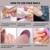Rilafuvu Square Press on Nails Short Fake Nails Purple Gradient Glue on Nails Glitter Acrylic Nails Glossy False Nails Press on Nails for Women and Girls 24Pcs