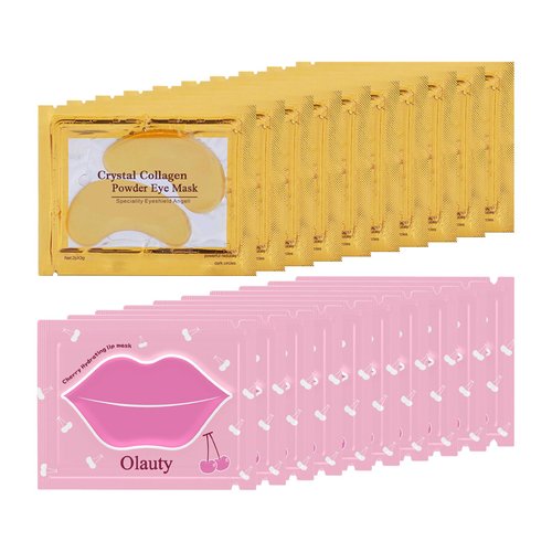 20 Pairs Pairs Lip Masks & Eye Mask, 24K Gold Gel Under Lip Eye Masks,Effectively Nourishes the Lip & Eye Skin,Reducing Fine Lines & Dark Circle for Puffy Eyes,Birthday for Girls