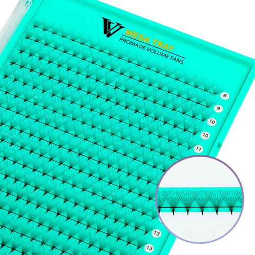 VAVALASH 320 Fans Premade Fans Eyelash Extensions 10D 14D 16D 20D 0.05 0.07 Thickness C/D Curl Middle Stem Premade Fans Volume Lash Extensions (320 Fans-10D-0.05-D-8-15mm)