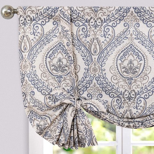 jinchan Faux Linen Kitchen Tie up Valance for Windows 18 Inch Farmhouse Window Valance for Living Room Bathroom Light Blocking Rod Pocket Country Rustic Small Window Curtains Drapes 1 Panel Ivory