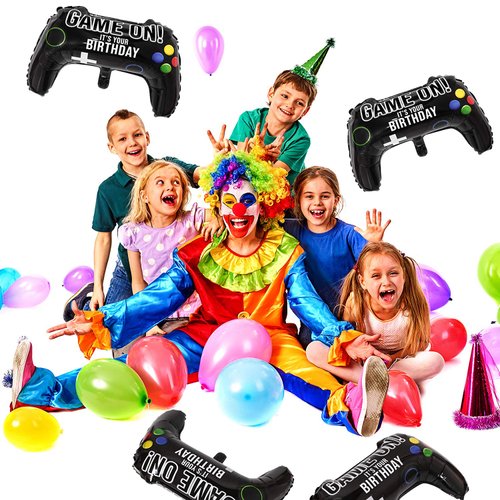 16 Packs Video Game Party Balloons, 23.6 x 15.7 Inch Game on Balloons Video Game Controller Aluminum Foil Balloon for Birthday Party and Game Party Decoration (16 Packs, Video Game Balloons)