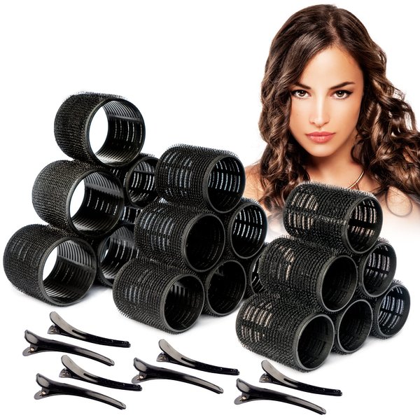 MIRZIANS 33PCS Heatless Hair Rollers Set with 15 Clips- Velcro Hair Curlers for Salon-worthy Curls- Hair Rollers for Long Hair Short Hair No Heat Rollers