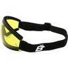 Birdz Eyewear Wing Watersports, Skydiving & Motorcycle Safety Goggles Padded Black Frame w/Clear Smoke Yellow Lenses
