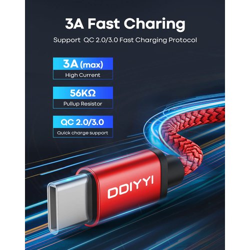DDIYYI Long USB C Cable 10 ft 3-Pack, USB to USB C Cable 10ft Fast Charging, USBA to USBC Charger 10 ft Cord Braided for iPhone 16/16 Plus/16 Pro/16 Pro Max/iPhone 15 Series, Samsung, LG