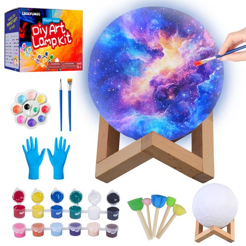 LBOLYUMEG Paint Your Own Moon Lamp Kit, Art Supplies Arts and Crafts for Kids Ages 8-12,Crafts for Girls 8-12,Night Light Kids Crafts Ages 4-8, Birthday Easter Gift for Girls Boys Age 3 4 5 6 7