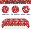 QUERICKY Christmas Tablecloths for Rectangle Table, 87x51'' Santa Claus Snowman Reindeer Snowflake Xmas Plastic Disposable Table Cover for Christmas Party Winter Events Decorations, Red, 12 Pack