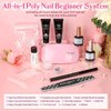 Modelones Poly Nail Gel Kit Builder Extension Gel Nude White French Nail Colors with Nail Lamp Slip Solution Rhinestone Nail Manicure Complete Kit DIY Nail Art Design Beginner Kit Gift