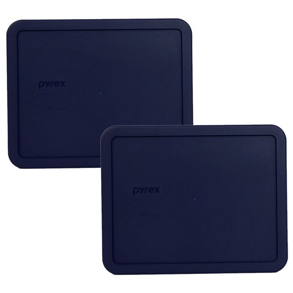 Pyrex Bundle - 2 Items: 7212-PC Blue 11-Cup Dark Blue Plastic Food Storage Lids Made in the USA