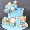 Bear Cake Toppers Mini Bear Cake Decorations Blue BABY Letter Cake Toppers Gold Blue White Pearl Ball For Baby Shower Boy Birthday Party Teddy Bear Theme Party Supplies (Blue Baby)