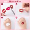 HINZIC 144PCS (48Sheets) Red Lips Tattoo, Small Temporary Kiss Fake Stickers, Self-adhesive Waterproof Face Body Stickers for Women Girls Party Valentine's Day Decor,10 style