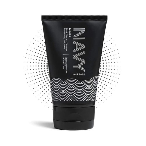 Navy Hair Care Hydrating Hair Mask - 4 Fl oz | Clay Hair Mask for Dry Damaged Hair | Hair Growth & Repair Mask | Paraben Free & Vegan Friendly | Dunes - Black Clay and Charcoal Revitalizing Mask