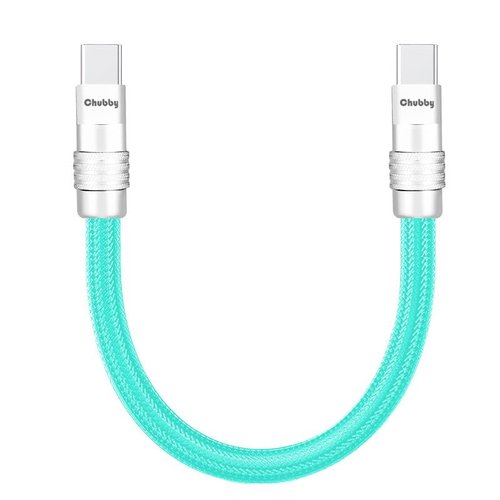 chubbycable Short USB C Cable 240W Fast Charging Nylon Braided Type C Charger Cord for Power Bank, Phones, Tablets, Light Blue, Type-C to Type-C, 1.64FT