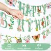SUNBEAUTY Sage Green Spring Happy Birthday Banner Green Spring Butterfly Flowers Banner Summer Spring Butterfly Birthday Party Decorations | Pre-Strung