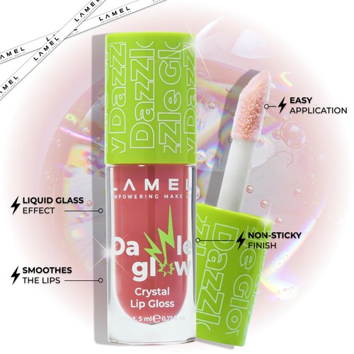 Lamel Dazzle Glow Crystal Clear Lip Gloss - Hydrating Lip Gloss - Non Sticky Lip Gloss - Colored Lip Gloss - Lip Gloss Color - Mini Lip Gloss - Moisturizing Lip Gloss - №403 Fancy