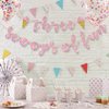 Kaakswa Three Scoops of Fun Birthday Banner, Ice Cream 3rd Birthday Decorations for Girls, Summer Ice Cream Theme Three is So Sweet Birthday Party Supplies, Pink Glitter