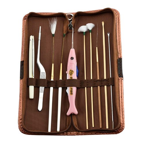 Hovico 10Pcs Ear Digging Spoon Ear Digging Goose Feather Stick Set Ear Pick,Ear Curette Earwax Remover Kit,with Small Cleaning Brush and Storage Box