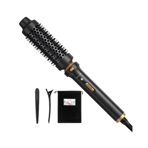 Wavytalk Thermal Brush, Heated Round Brush, 1 1/2 inch Thermal Brush Blowout Look with Detachable Brush Head, Thermal Round Brush Dual Voltage for Travel, Black