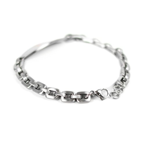 My Identity Doctor Custom Medical ID Bracelet with Free Engraving, Steel Matte 6mm Links - Red - Wrist Size 8.5 Inch