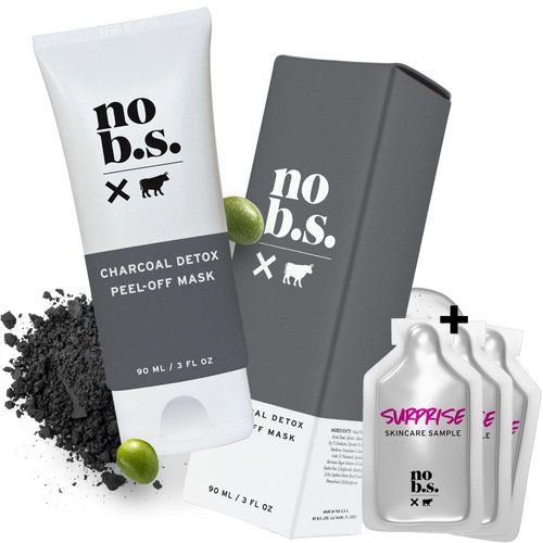 No B.S. (No Bad Stuff) Charcoal Detox Peel-off Face Mask, Black Head Remover for Face with Activated Charcoal, Blackhead Extractor, Travel Size Facial Mask, Skin Care for Women & Men, Vegan, 3 FL Oz