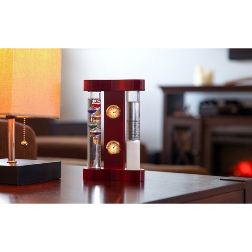Lily's Home Analog Weather Station, with Galileo Thermometer, a Precision Quartz Clock, Analog Hygrometer, and Fitzroy Storm Glass Weather Predictor, 5 Multi-Colored Spheres (4.25 in x 5 in)