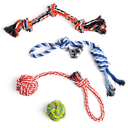 Dog Rope Toy 4 Pack - Puppy Teething Toys for Small Medium Breed - Indestructible Dog Chew Toys for Aggressive Chewers - Cotton Tug of War Dog Toy for Boredom, Teeth Clean
