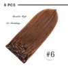 12" Remy Clip in Hair Extensions Human Hair Light Brown for Women Beauty - Short Silky Straight 8pcs 20clips Real Hair Extensions Clip In Human Hair (12 inch 100g #6 Light Brown)