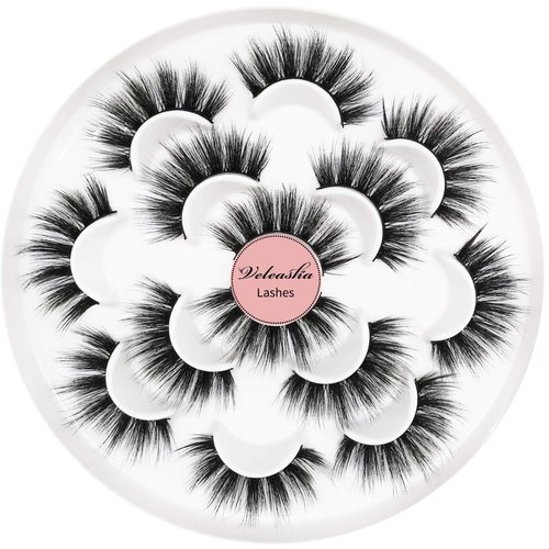 Veleasha Lashes 5D Faux Mink Lashes Fluffy False Eyelashes Handmade Eye Lashes Wispy Lightweight Fake Lashes Luxurious Volume Fake Eyelashes 7 Pairs Pack (Dubai)
