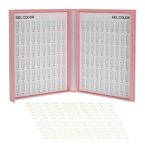 120 Colors Nail Gel Polish Display Chart Nail Polish Color Card with 120 Tips Pink