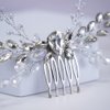Teyglen Crystal Bride Wedding Hair Comb Silver Teardrop Rhinestone Hair Pieces Sparkly Hair Accessories for Bride Bridal Rhinestone Side Comb Headpieces for Women Girls