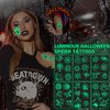 Luminous Halloween Temporary Tattoos for Kids，Halloween Party Favors-10 Sheet Glow Halloween Spider Web Tattoos for Boys and Girls,Halloween Decorations,Games Gift Prizes for Kids,Goodie Bag Fillers