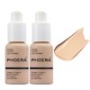 2 Pack PHOERA Foundation, Flawless Soft Matte 24HR Oil Control Full Coverage Foundation Makeup for Women.102 Nude-30ml