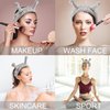 SuPoo Grey Snail Face Wash Headband Funny Skincare Spa Headband Cute Alien Puffy Makeup Headbands for Women Stretchy Antenna Eyes Hair Wrap Hair Band for Washing Face Hair Accessories