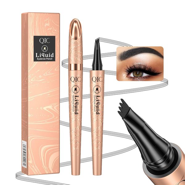 Eyebrow Pencil,Black 4-Point Micro-Fork Tip Eyebrow Pen,Smudge-Proof Portable Microblading Eyebrow Pencil,Eye Makeup Long-Lasting Waterproof To Create Exquisite Eyebrow Hair for Women