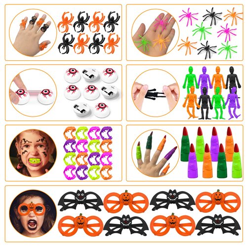 SURCVIO 64 Pcs Halloween Party Favors for Kids, Halloween Toys Gifts Bulk Classroom Rewards, Halloween Party Supplies Trick or Treat