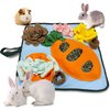 Adpartner Rabbit Foraging Mat Bunny Toys, 20"x20" Rabbit Snuffle Mat Interactive Feeding Game, Washable Bunny Hay Feeder Treat Dispenser Foraging Toys for Rabbits Guinea Pigs Chinchillas Ferrets