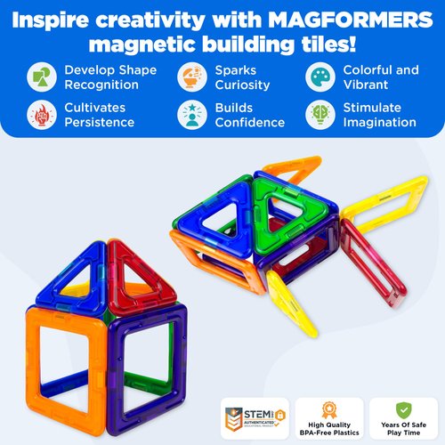 MAGFORMERS Creator Designer Set (14-Pieces) Magnetic Building Blocks, Educational Magnetic Tiles Kit, Magnetic Construction STEM Set