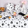 durony 121 Pieces Black Paw Print Party Supplies Dog Birthday Tablecloth, Plates, Napkins, Forks and Paper Cups Decorations for Puppy Theme Party Supplies
