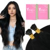 YoungSee Itip Human Hair Extensions Black 20Inch I Tips Hair Extensions Real Human Hair Black I Tip Extensions Jet Black I-Tip Hair Extensions Real Human Hair Natural Pre Bonded Hair 1g/s 50g