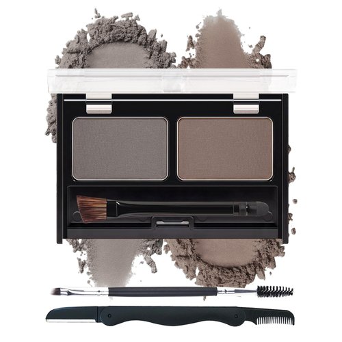 Eyebrow Powder Kit-Waterproof Long Lasting Two Colors Brow Powder Tinted Palette,Taupe/Brown Brow Filler Defined&Sculpt Natural Eyebrow Contour Makeup for Sparse Brow with Brow Brush &Razor-02