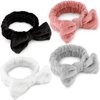Tihebax Spa Headband – 4 Pack Super Soft Microfiber Makeup Headband for Women Girls Elastic Bow Hair Band for Face Washing Shower Skincare