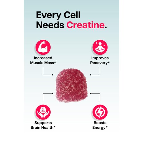 Baese Nutrition Creatine Monohydrate Gummies for Men & Women - High Purity Sour Blue Raspberry- Chewable Creatine Infused Gummy for Muscle Strength & Energy Boost, Bioavailable Pre-Workout Supplement